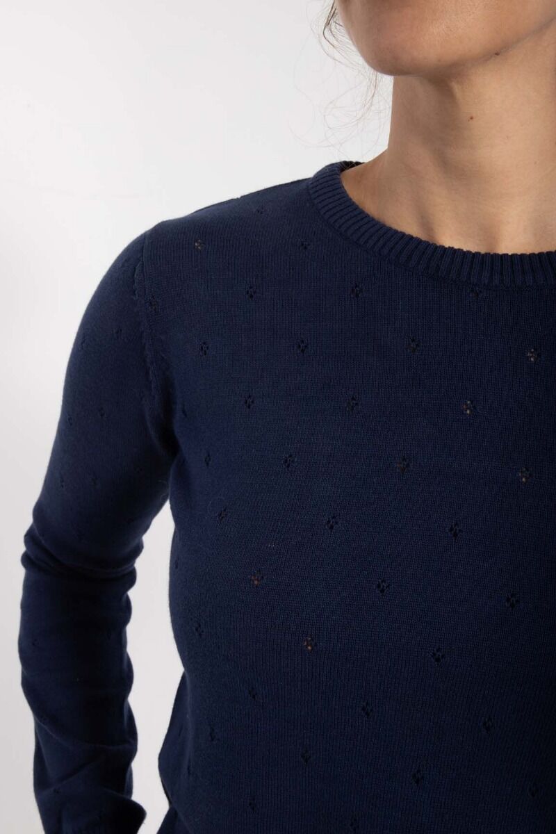 Danepearly Hole Knit Sweater Dk Navy