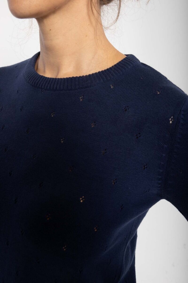 Danepearly Hole Knit Sweater Dk Navy