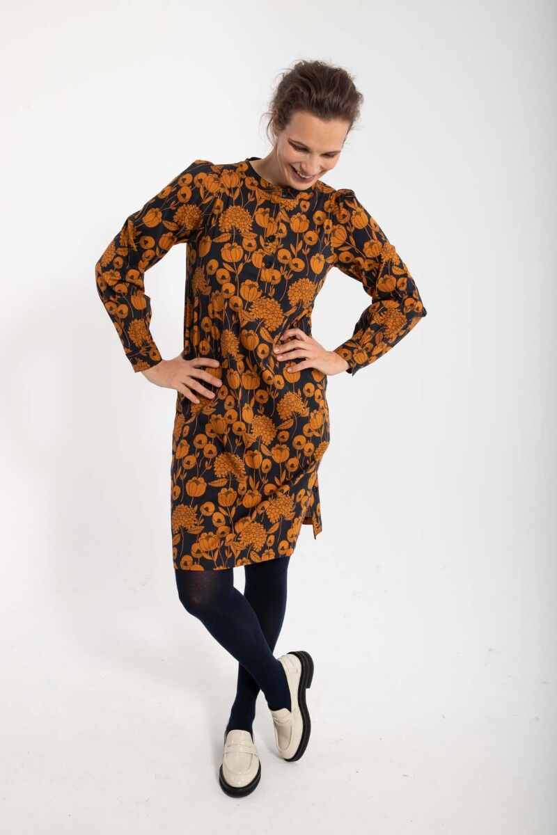 Danesocial Poplin Dress Dk Navy/Occer HORTENSIA