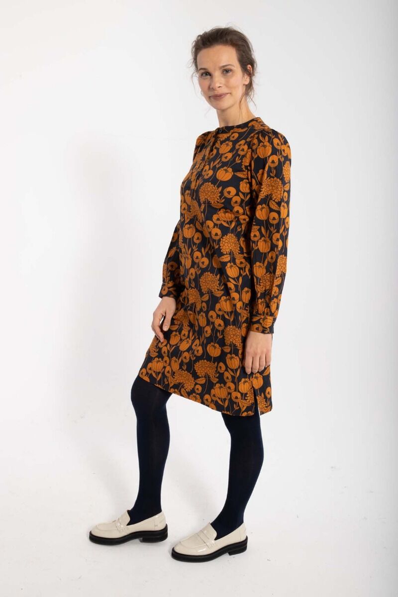 Danesocial Poplin Dress Dk Navy/Occer HORTENSIA