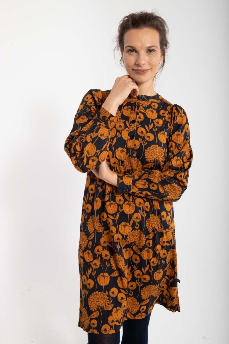 Danesocial Poplin Dress Dk Navy/Occer HORTENSIA