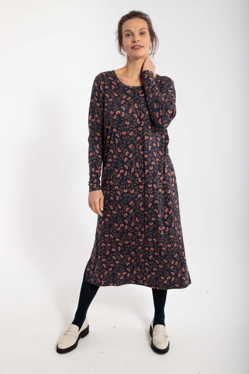 ORGANIC - Danecasilda dress Dk Navy/Redwine FLEURIE
