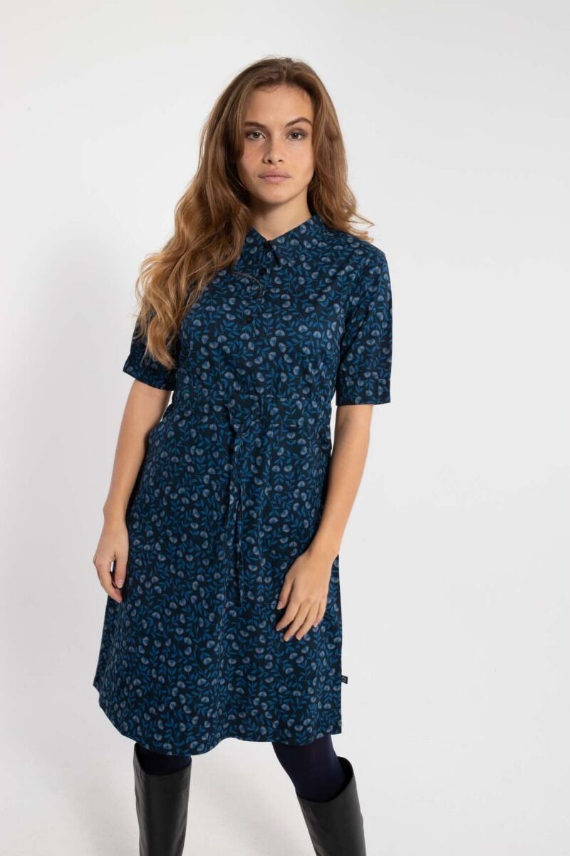 Danesusanne Poplin Dress Marine/Cold Blue FLEURIE