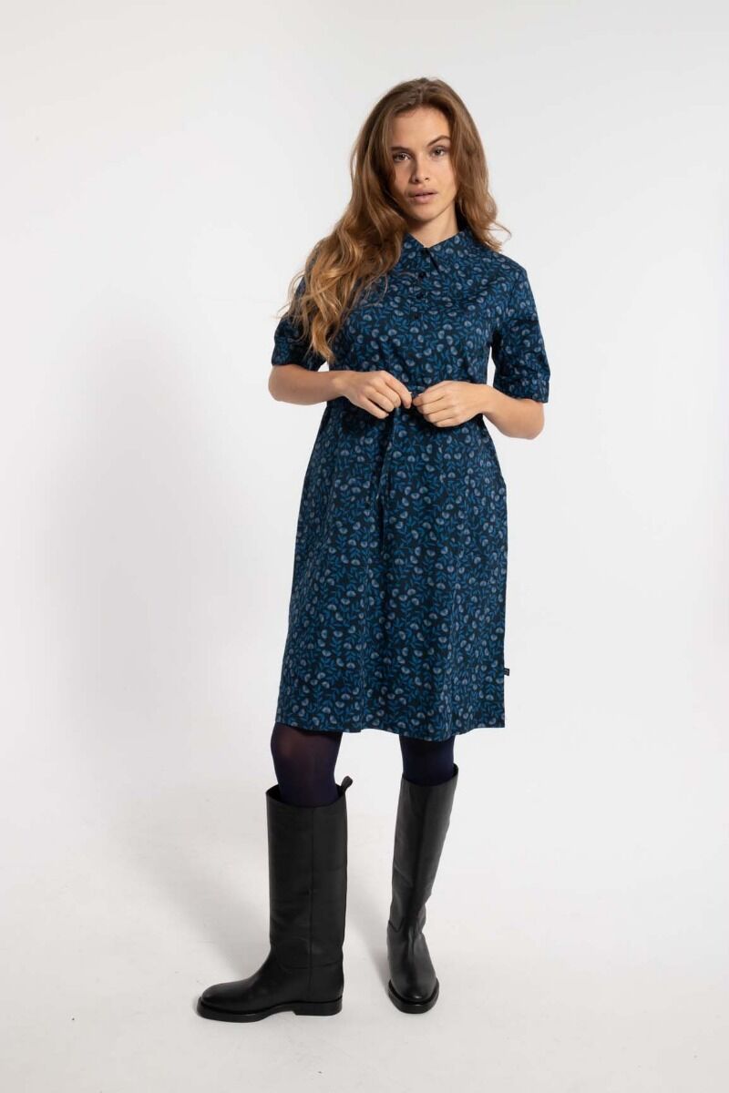 Danesusanne Poplin Dress Marine/Cold Blue FLEURIE