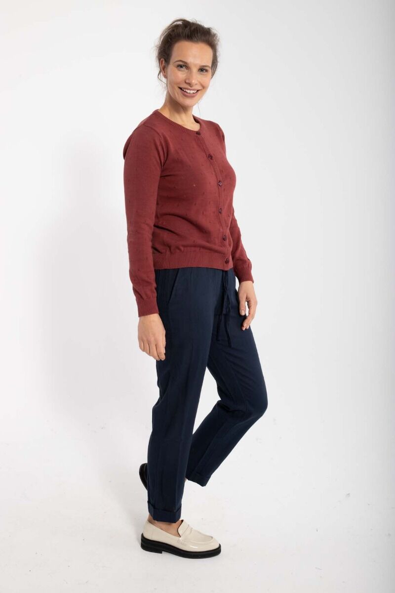 Danesaga Hole knit Cardigan Red wine