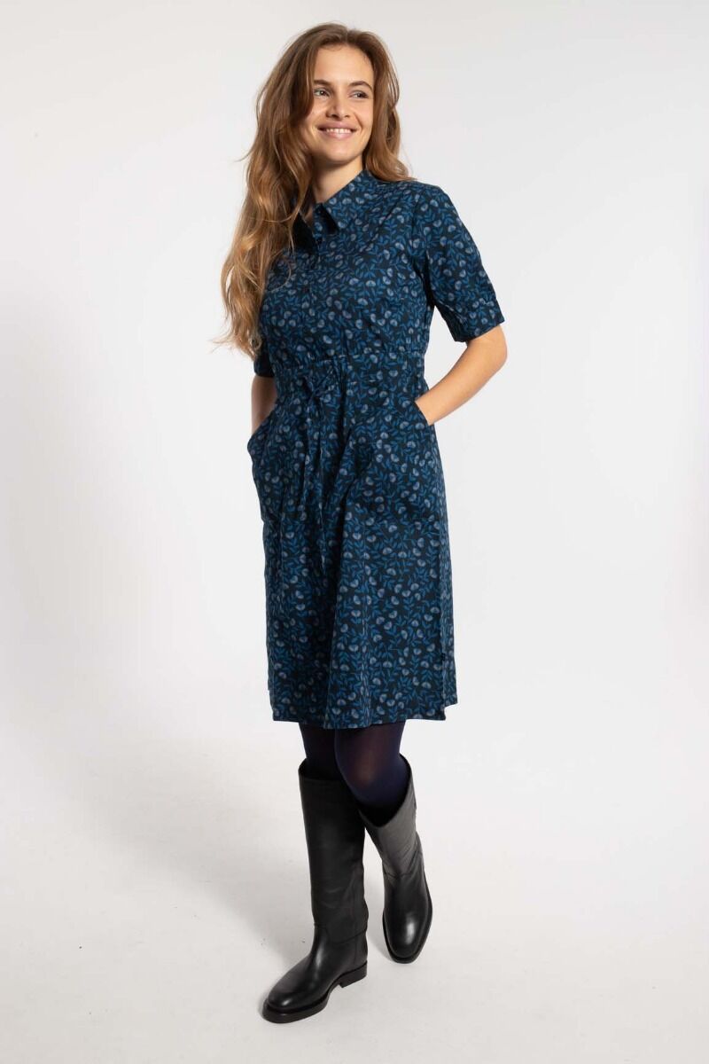 Danesusanne Poplin Dress Marine/Cold Blue FLEURIE