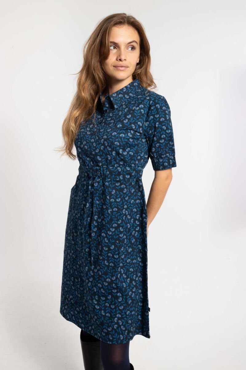 Danesusanne Poplin Dress Marine/Cold Blue FLEURIE