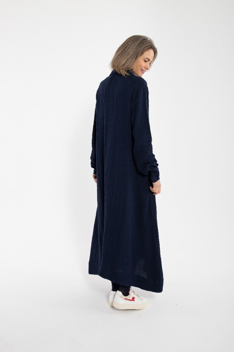 Danapril LS Heavy Cloth Dress Dark Navy