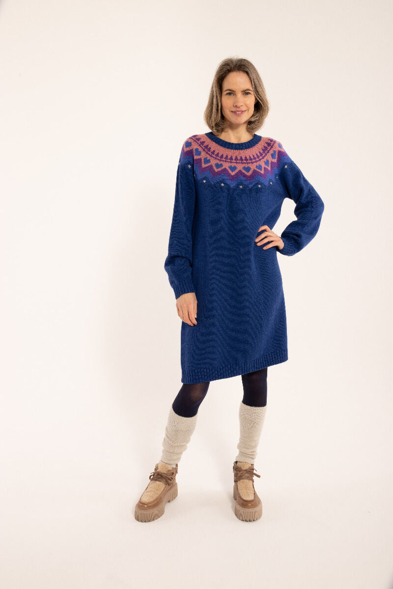 Danesukkertop Wool Sweater Dress Deep Marine