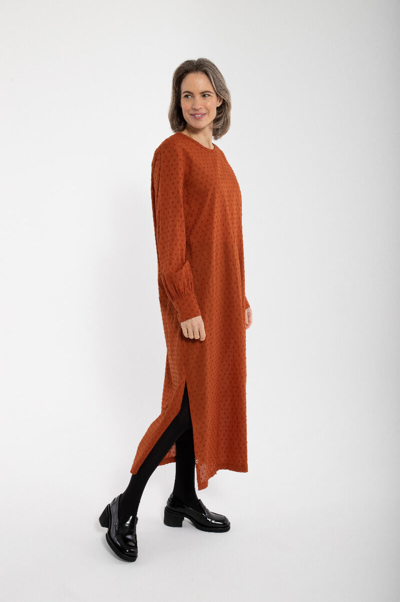 Danetilda Cotton Dot Dress Rust