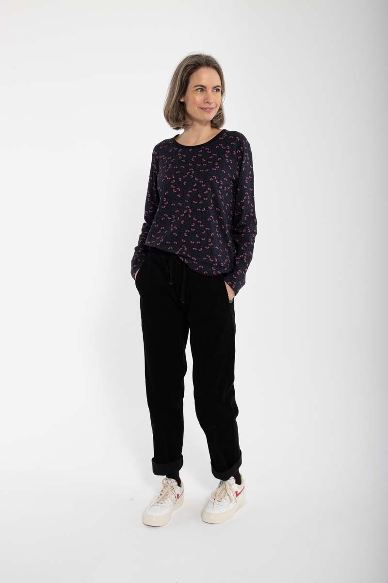 Danelotte Viscose Slub Tee Black/Grey Viola FLEURIE