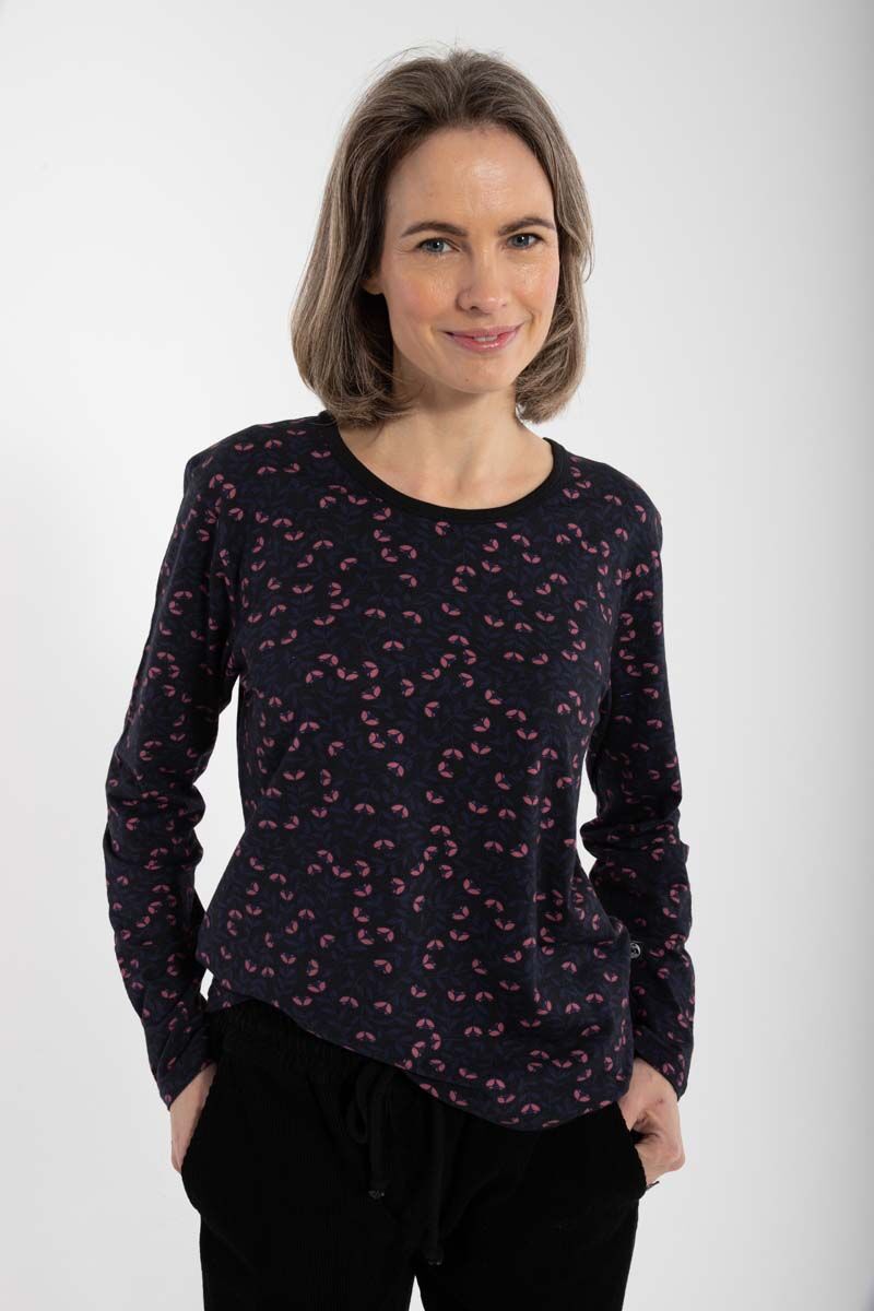 Danelotte Viscose Slub Tee Black/Grey Viola FLEURIE