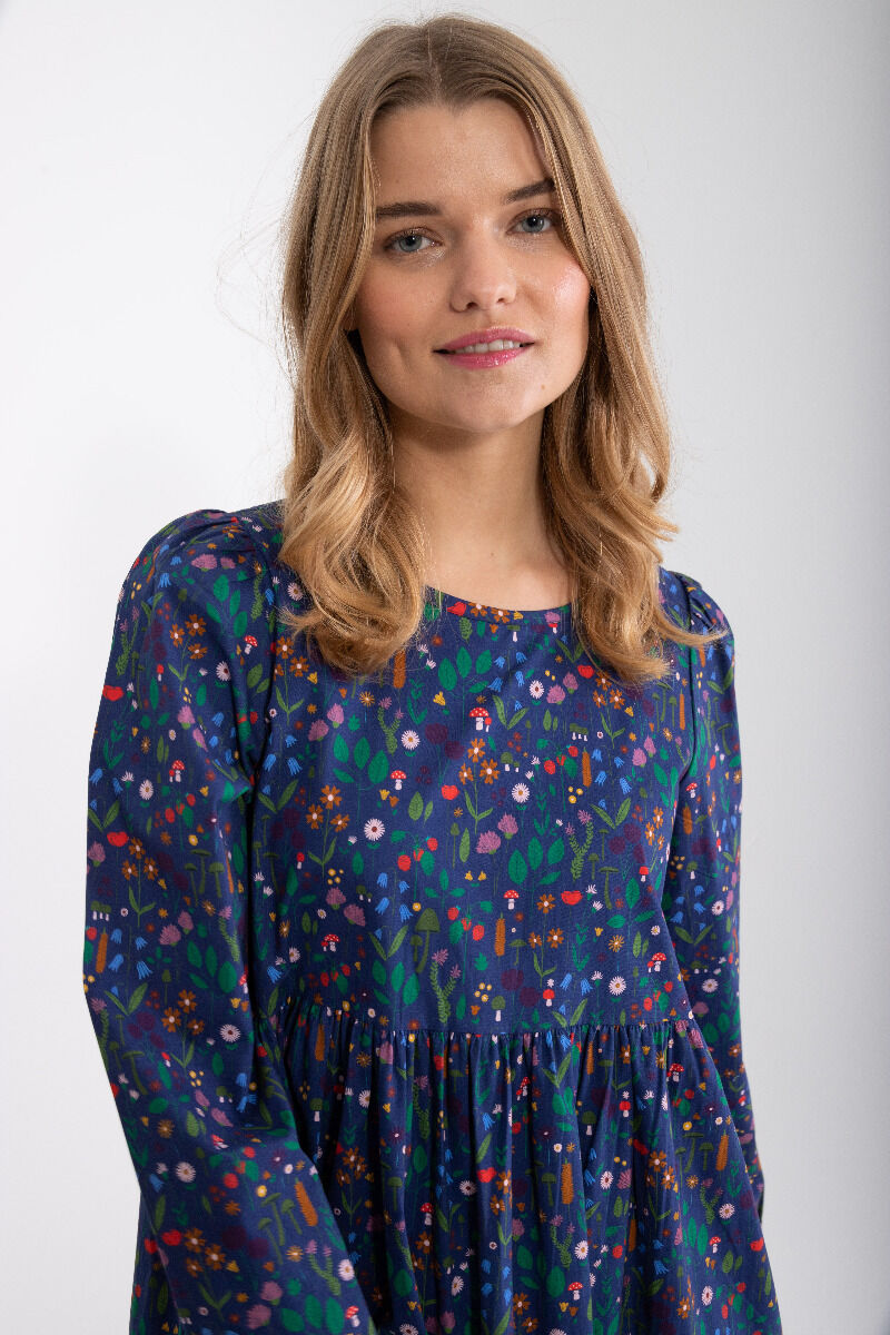 Danoktober Poplin Dress Grey Marine BOTANICAL