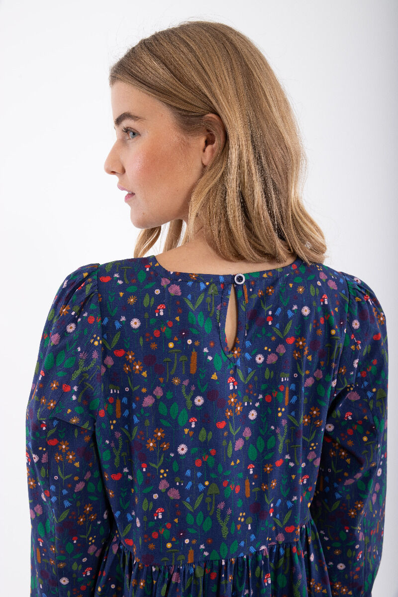 Danoktober Poplin Dress Grey Marine BOTANICAL