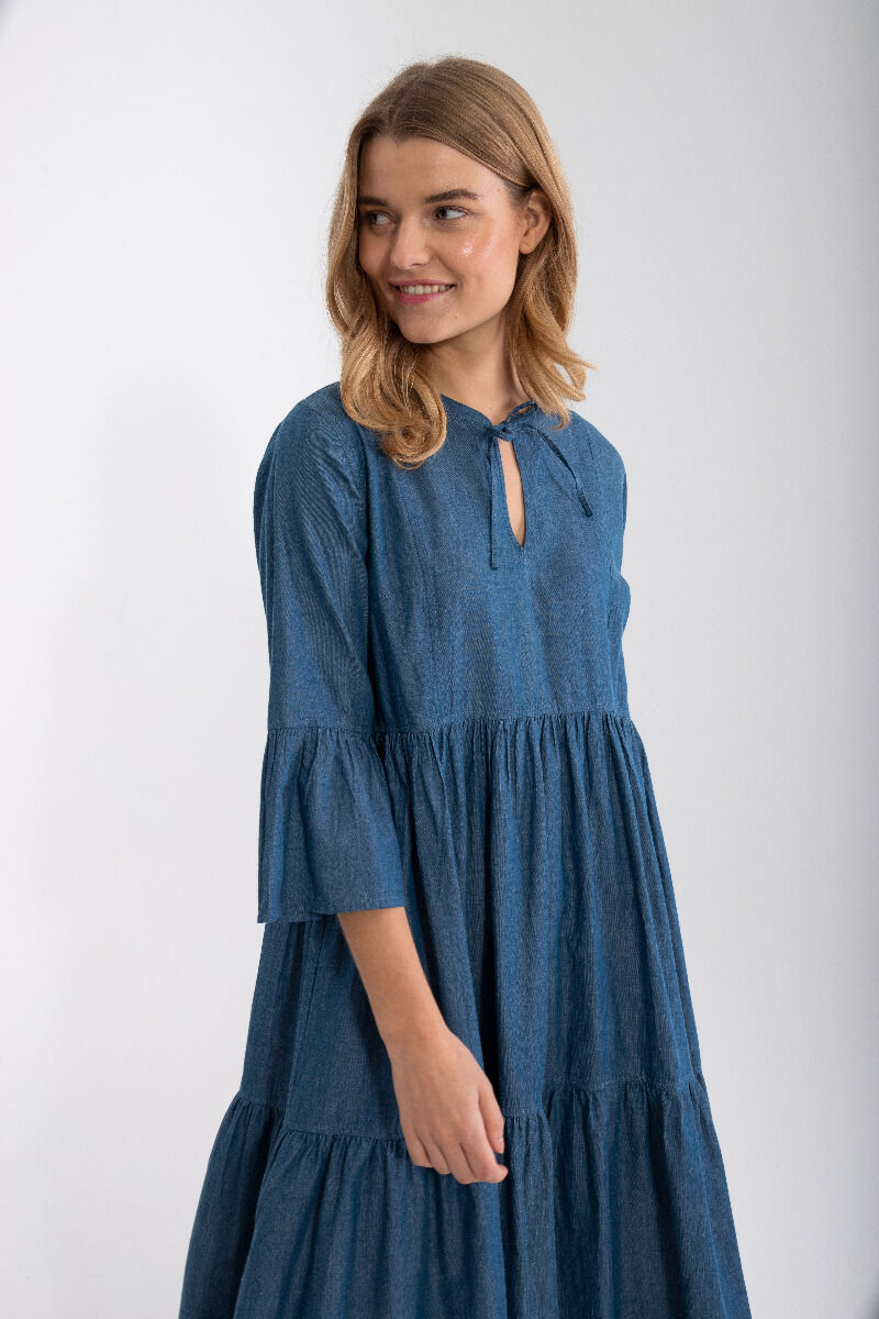Danekamelia Chambrey Dress Dark Indigo