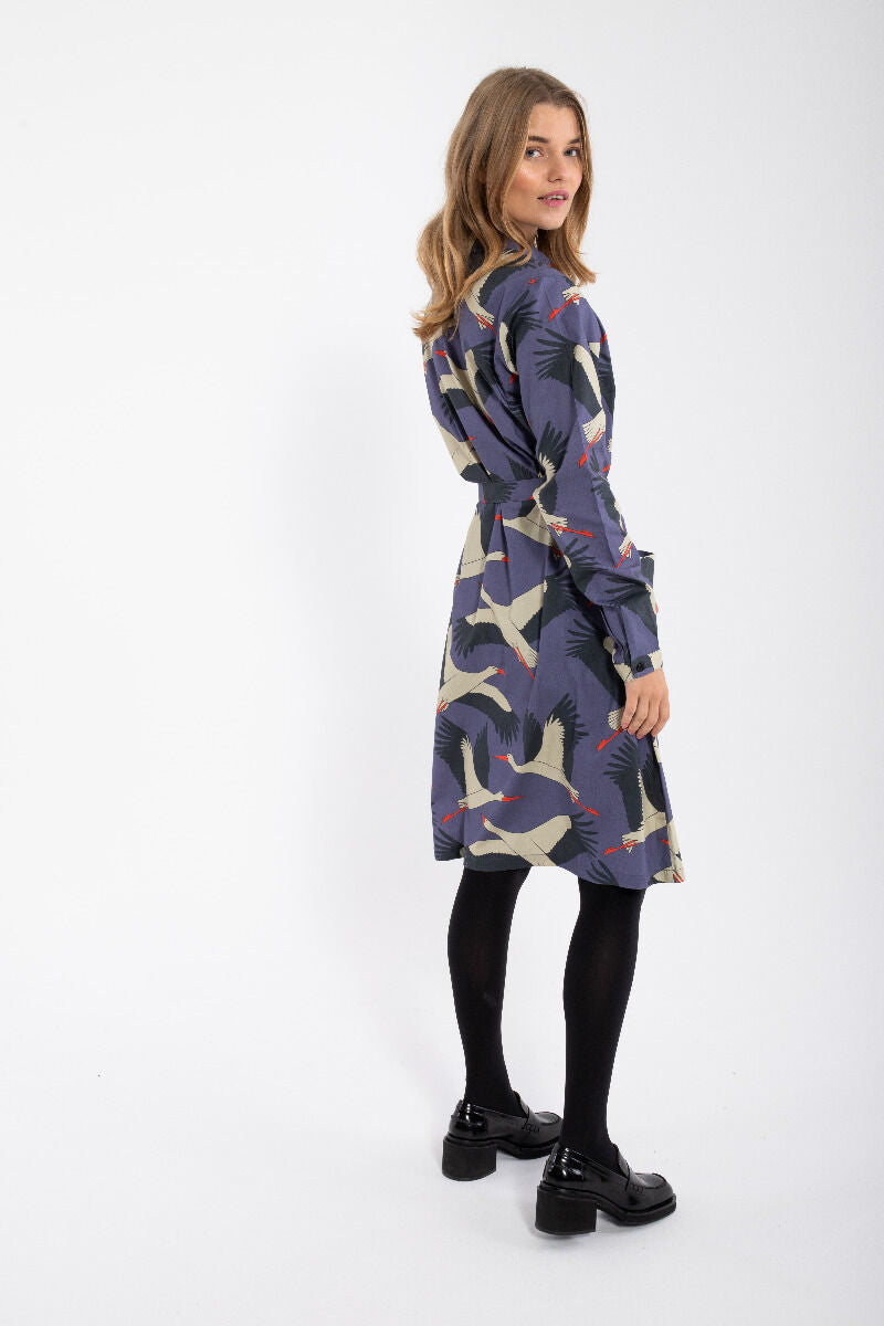 Daneheritage Poplin Dress Blue Grey STORK