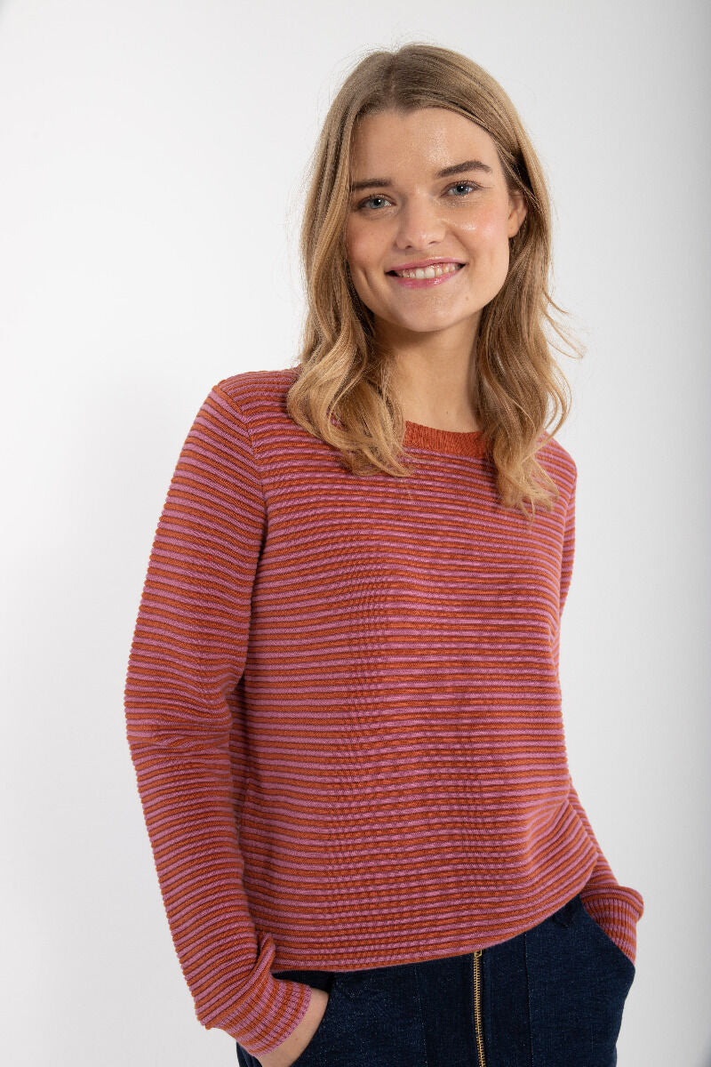 Danepearly 3D Crotchet Knit Sweater Rust/Old Rose