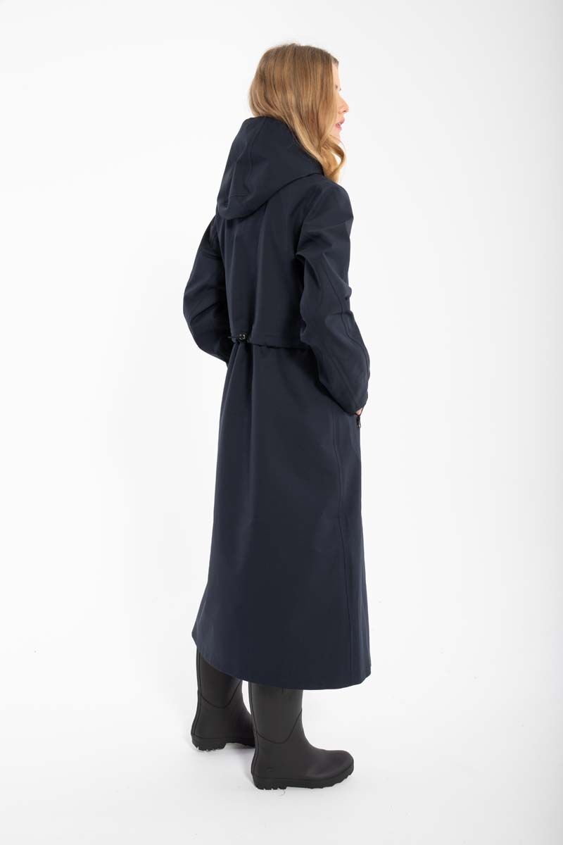 Lang regnfrakke til kvinder i sort