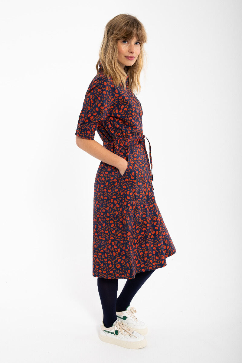 Danesusanne Poplin Dress Deep Marine FLEURIE