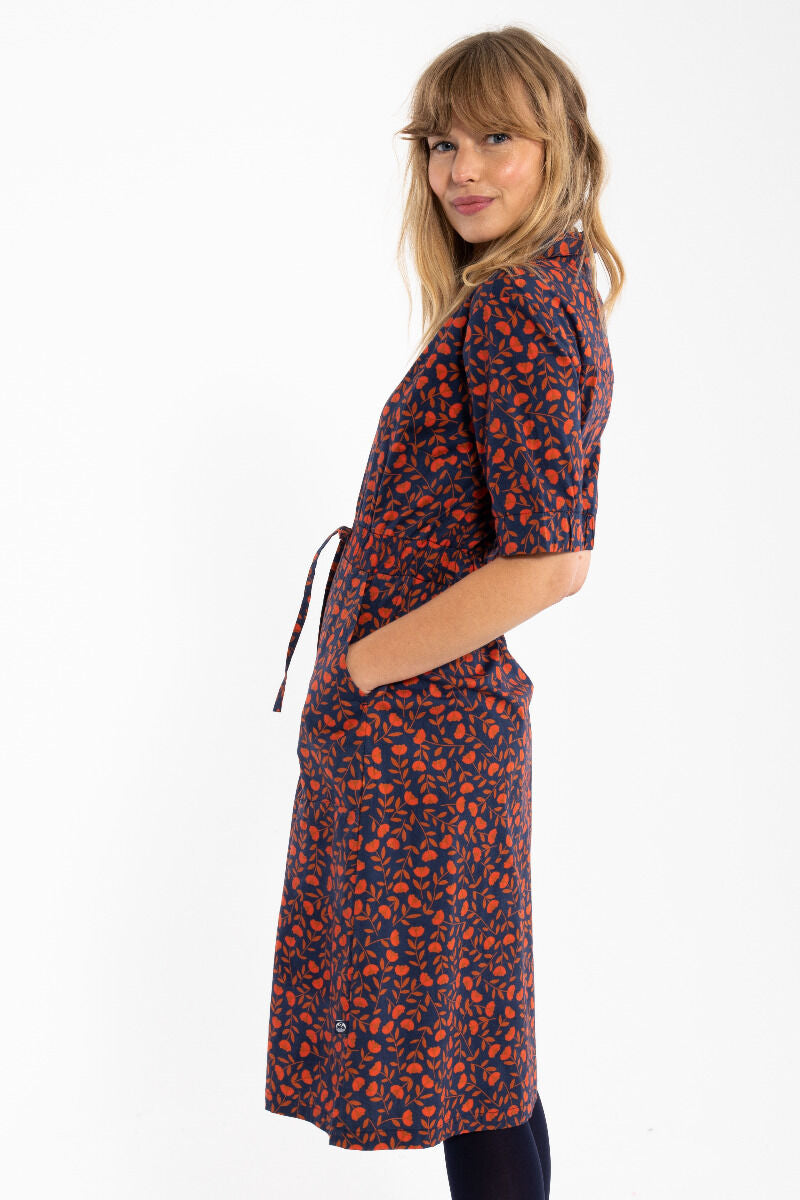 Danesusanne Poplin Dress Deep Marine FLEURIE