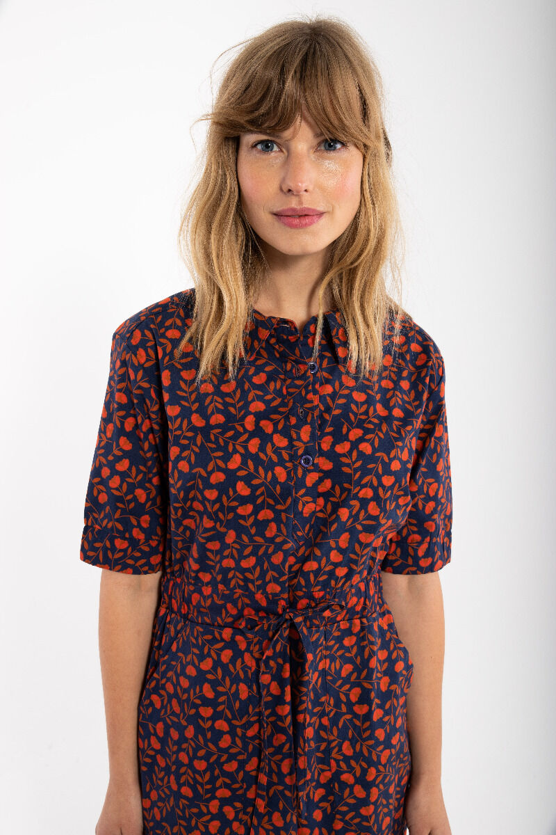 Danesusanne Poplin Dress Deep Marine FLEURIE