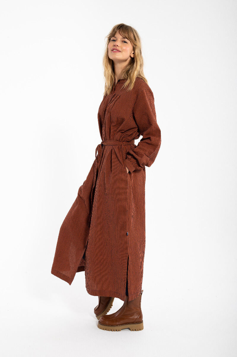 Danecake Searsucker Dress Rust/Dark Navy