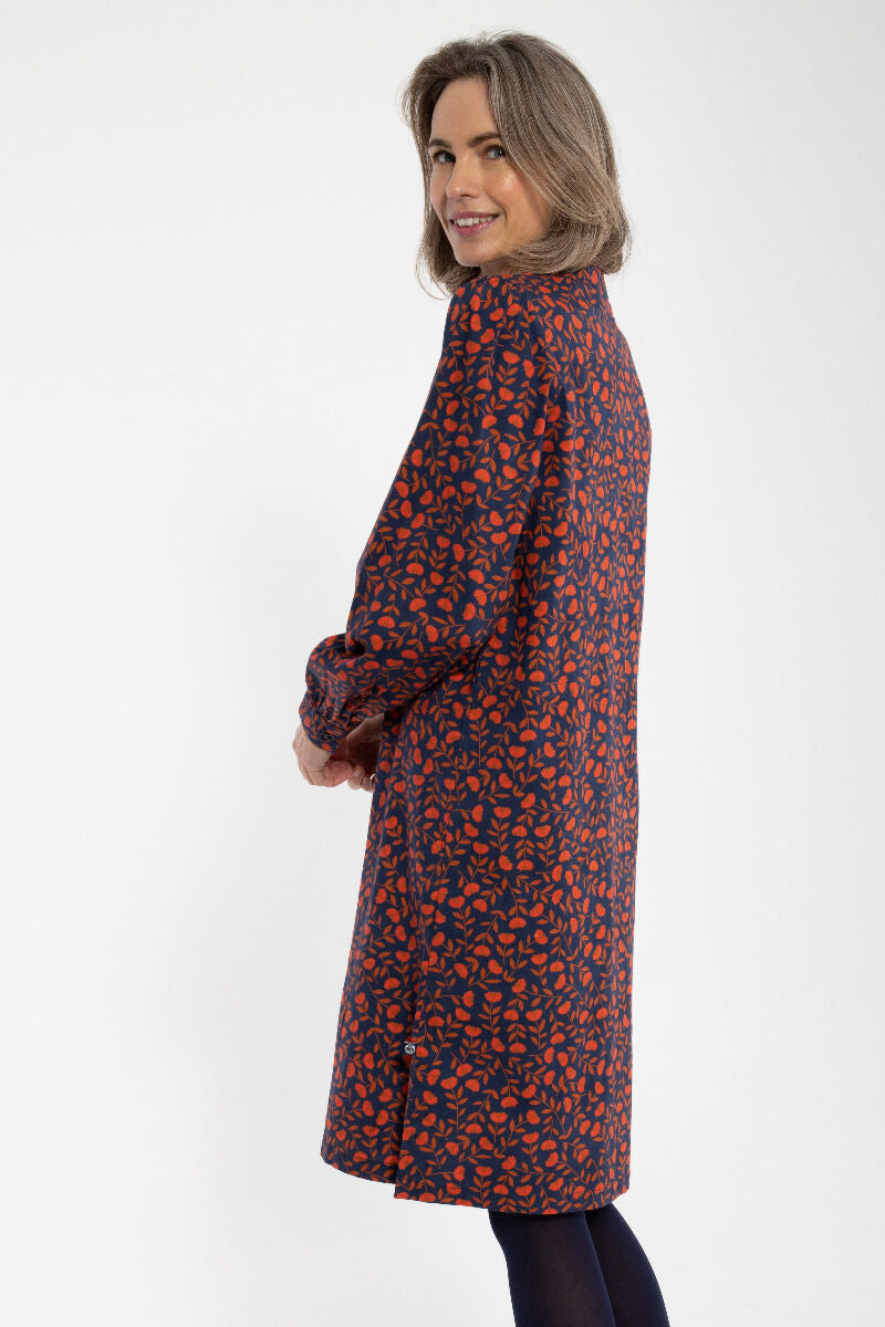 Danesocial Poplin Dress Deep Marine FLEURIE