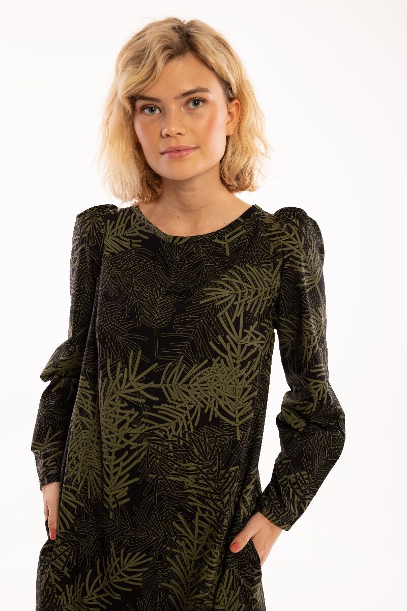 ORGANIC - Danelund Dress Black/olive FINEPINE
