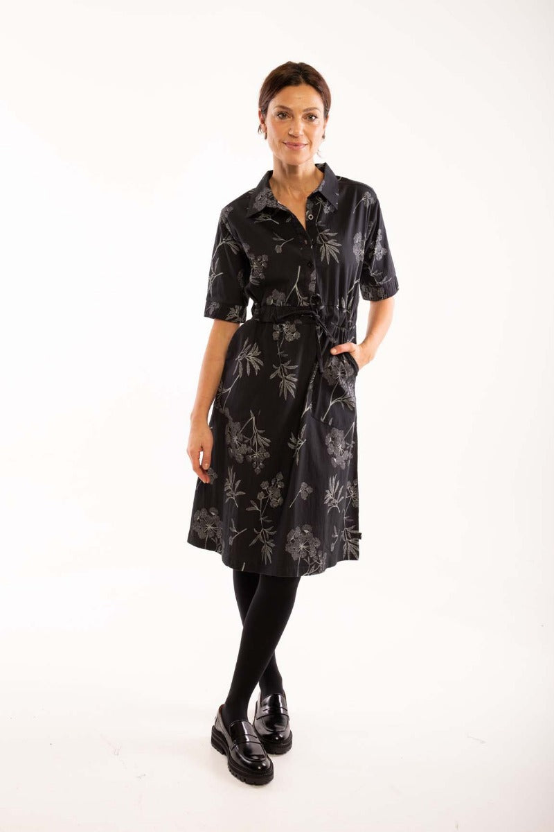 Danesusanne Poplin Dress Dk Grey/silver grey HEMLOCK