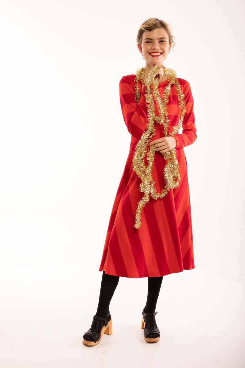 ORGANIC - Danesigrid Viscose Dress Xmas red/Burnt red