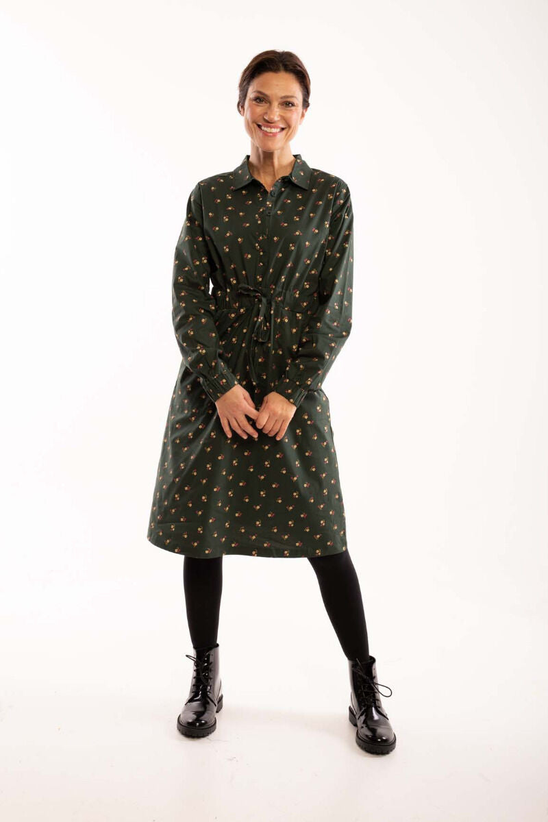 Daneditte Poplin Dress Deep Forest MINIFLOWER