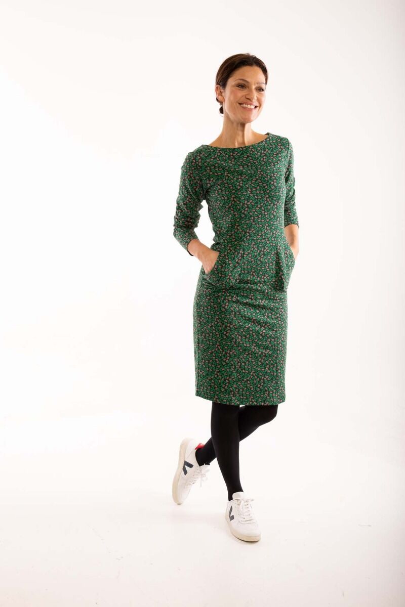 ORGANIC - Maiken Dress Black/green FLEURIE