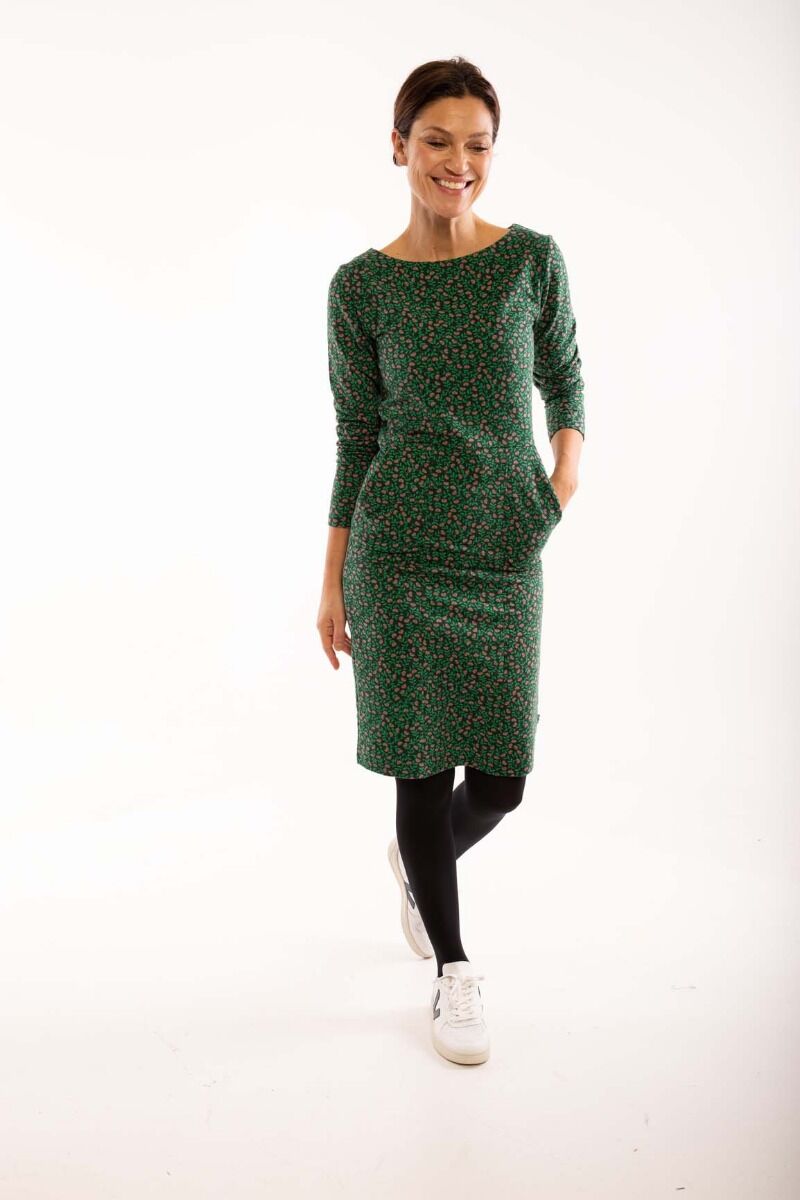 ORGANIC - Maiken Dress Black/green FLEURIE