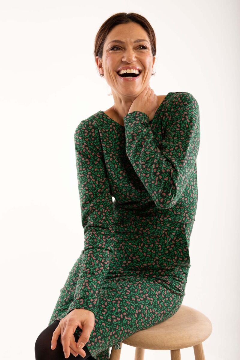 ORGANIC - Maiken Dress Black/green FLEURIE