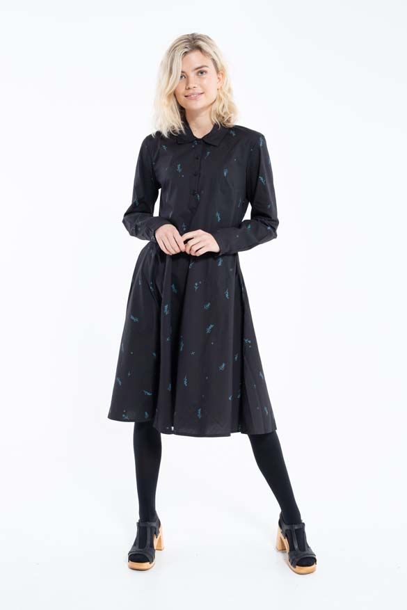 Daneribe Poplin Dress Black/Dark Duck MARKBLOMST