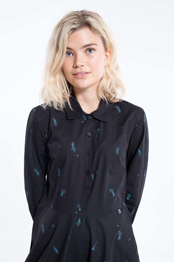 Daneribe Poplin Dress Black/Dark Duck MARKBLOMST