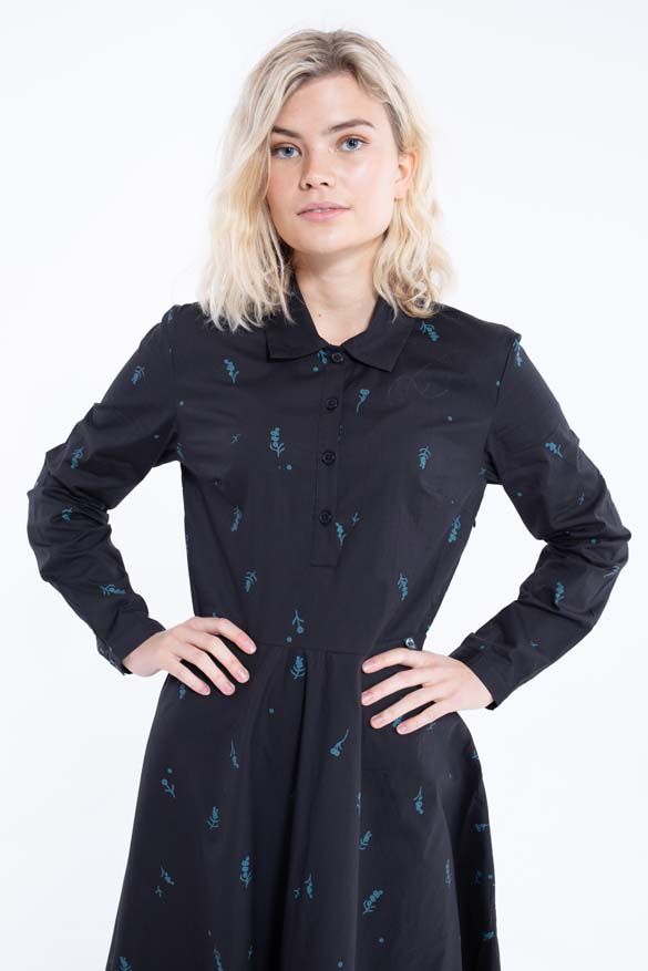 Daneribe Poplin Dress Black/Dark Duck MARKBLOMST