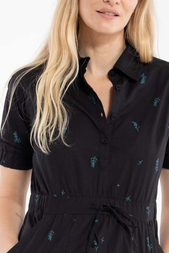 Danesusanne Poplin Dress Black/Dark Duck MARKBLOMST