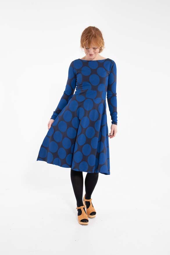 ORGANIC - Danesigrid Viscose Dress Dk Navy/Indigo MEGADOT