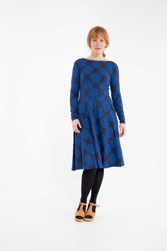 ORGANIC - Danesigrid Viscose Dress Dk Navy/Indigo MEGADOT
