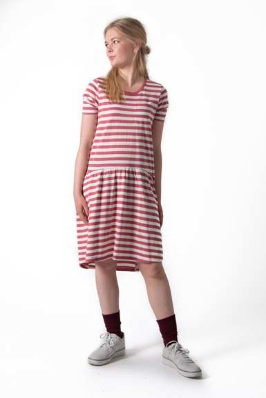 ORGANIC - Paulina dress Dk blush/ off white