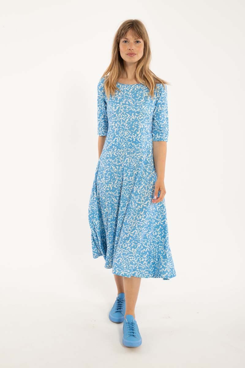 Danecharlotte Viscose Dress Fresh Blue/Chalk RIPPLES