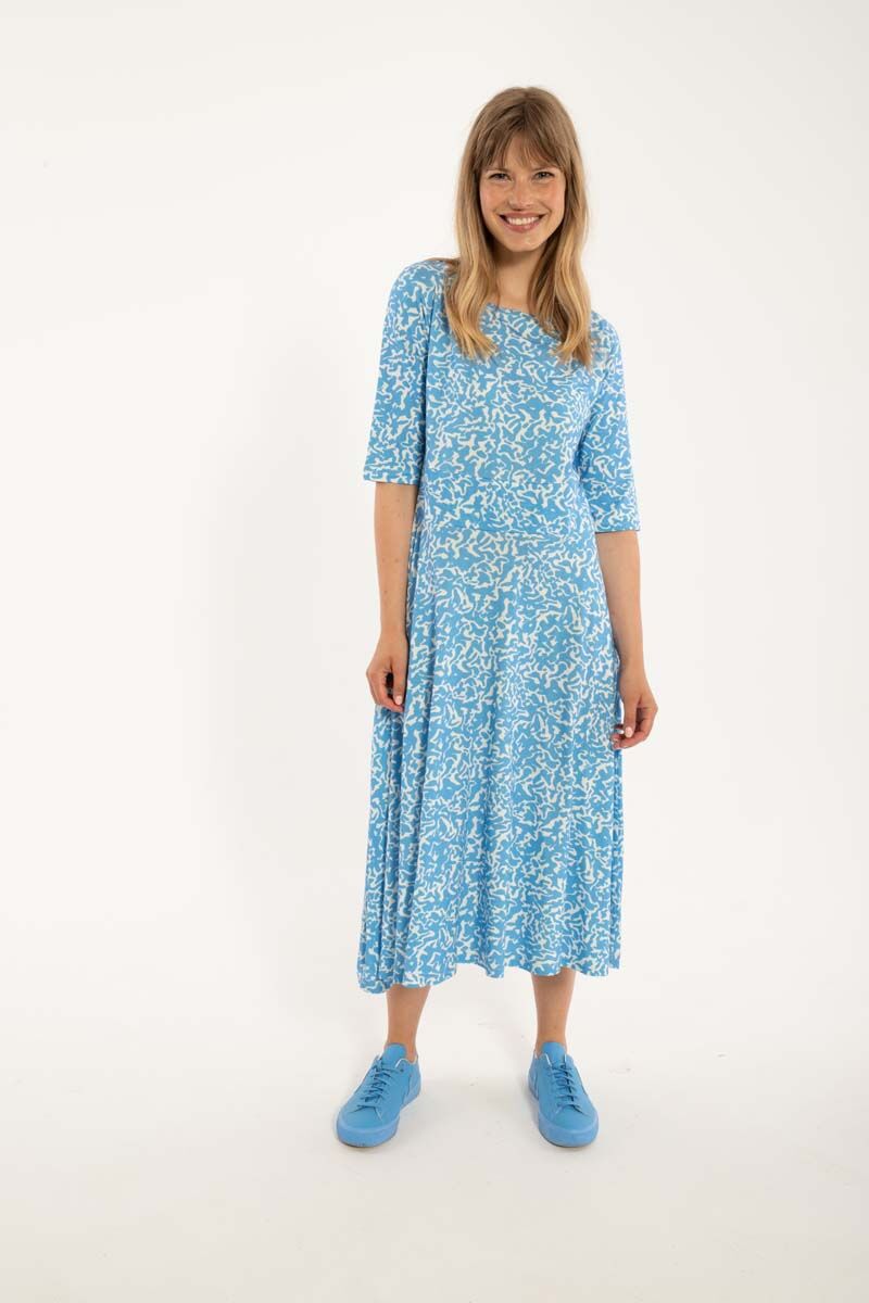 Danecharlotte Viscose Dress Fresh Blue/Chalk RIPPLES