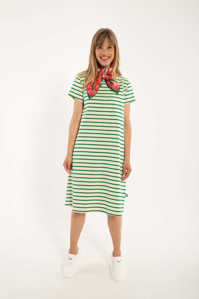 Danedomingo Heavy Cotton Dress Grass Green/Chalk