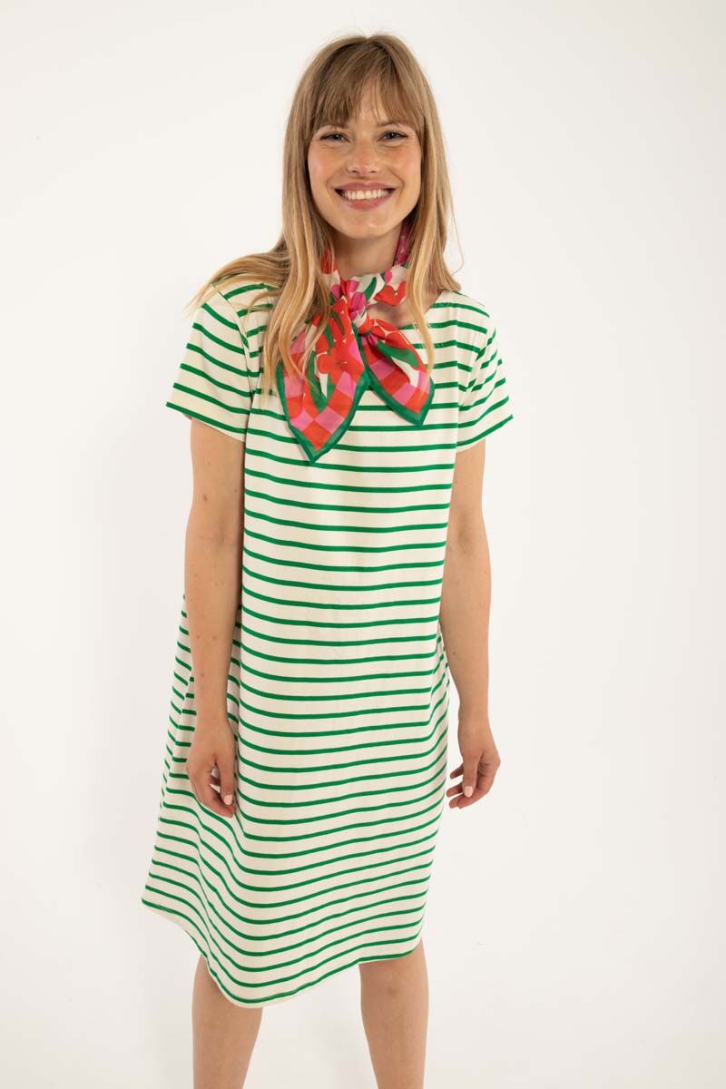 Danedomingo Heavy Cotton Dress Grass Green/Chalk