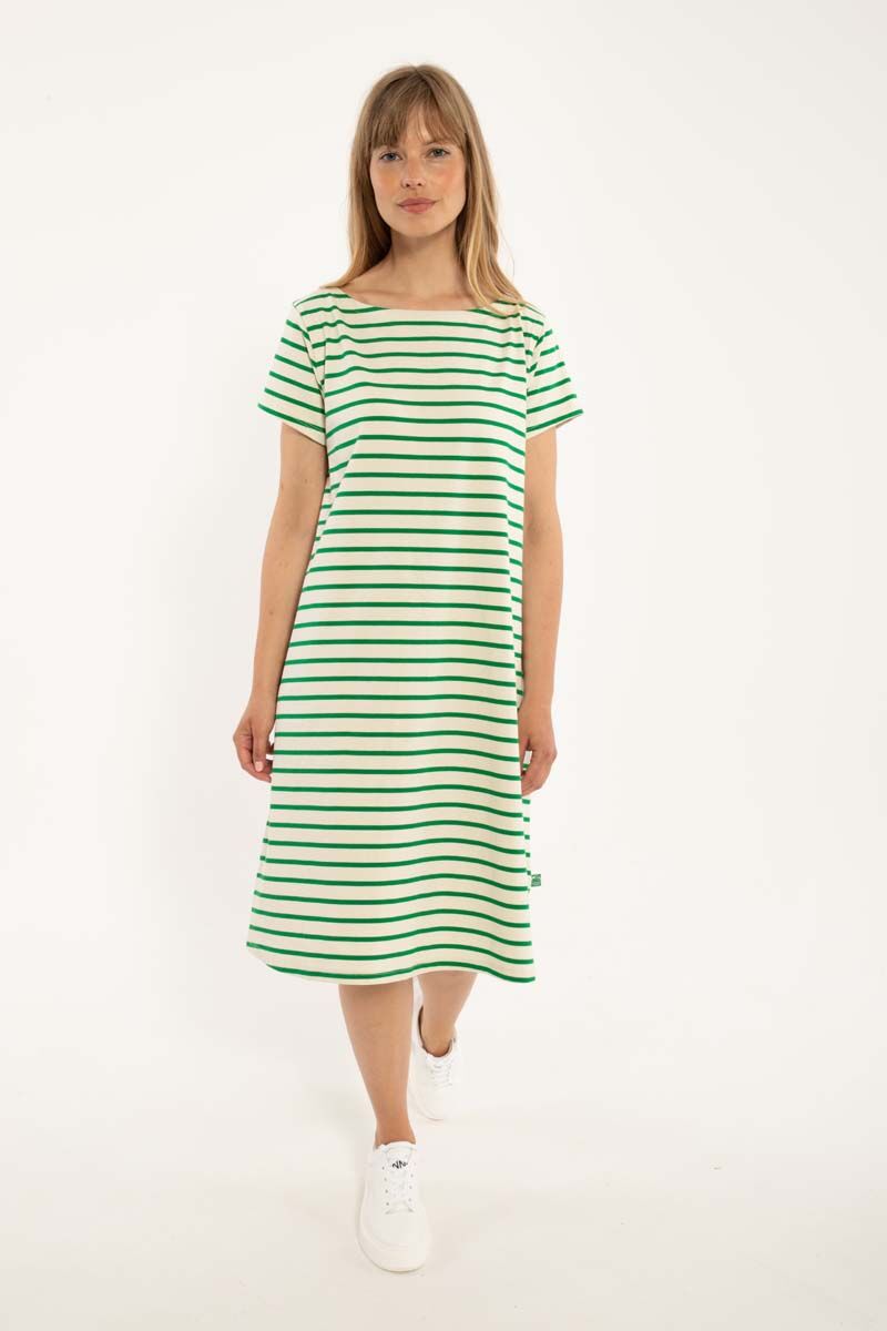 Danedomingo Heavy Cotton Dress Grass Green/Chalk