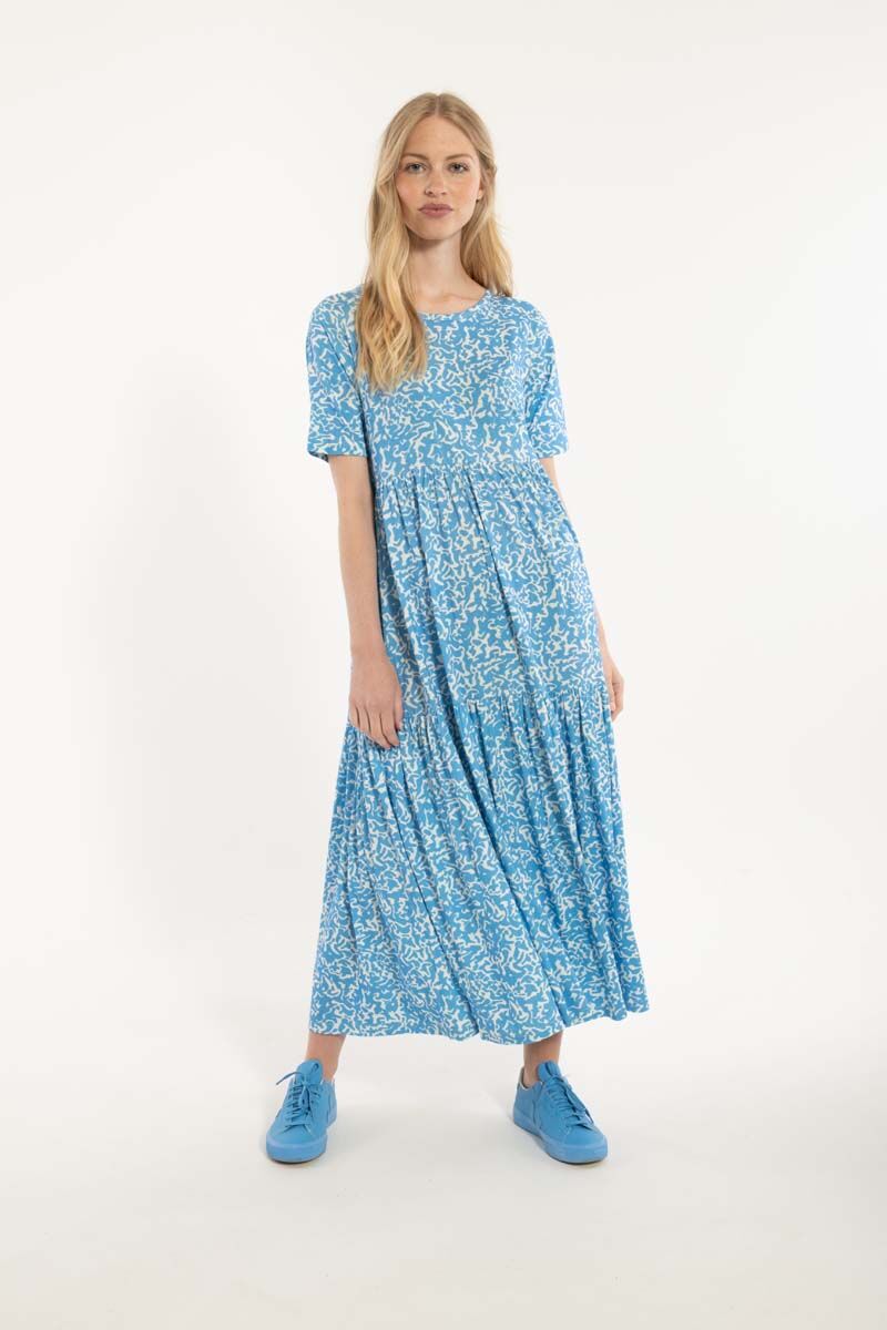 Danemarkise Viscose Dress Fresh Blue/Chalk RIPPLES