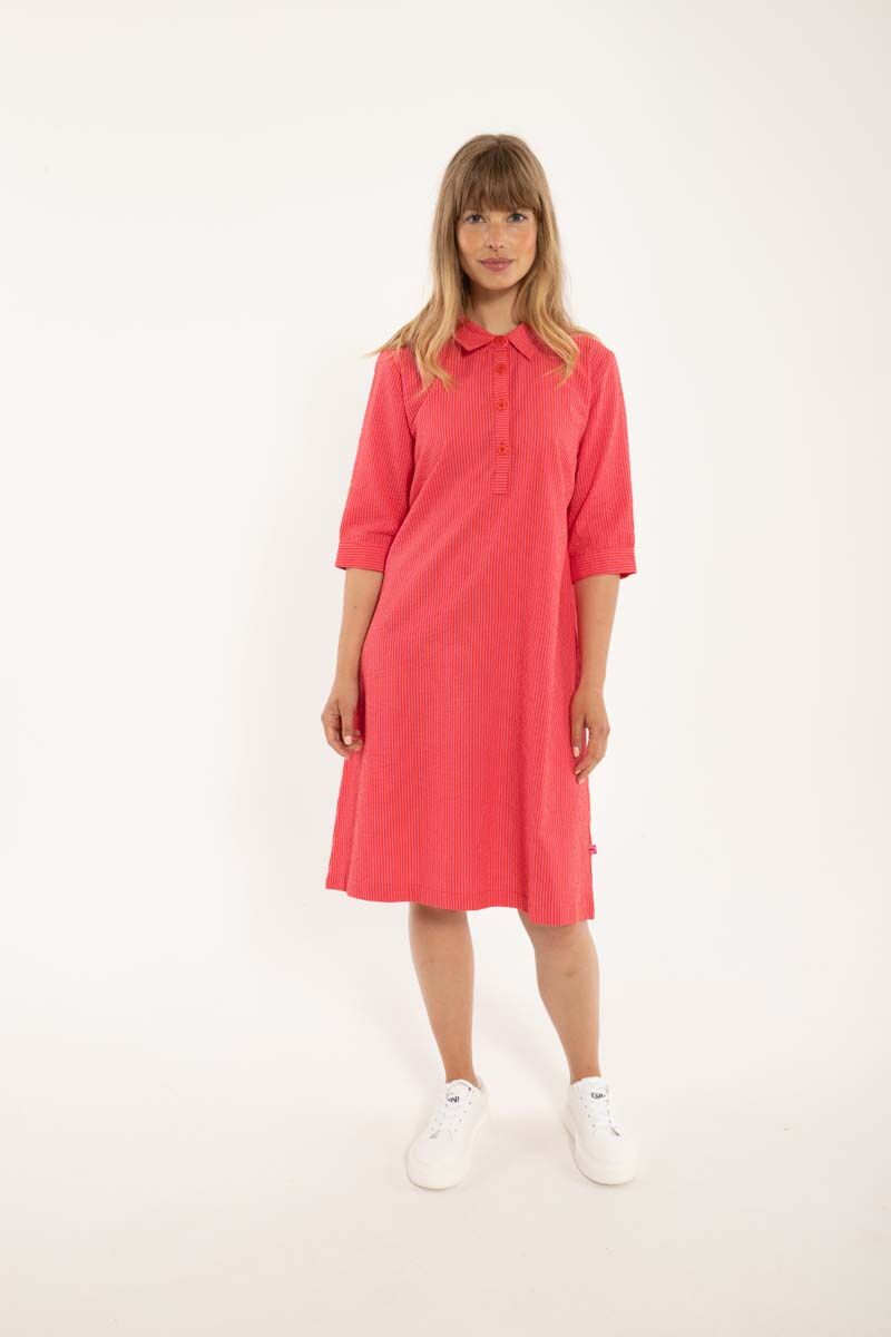 Danecarnation Seersucker Dress Super Pink/Bright Red
