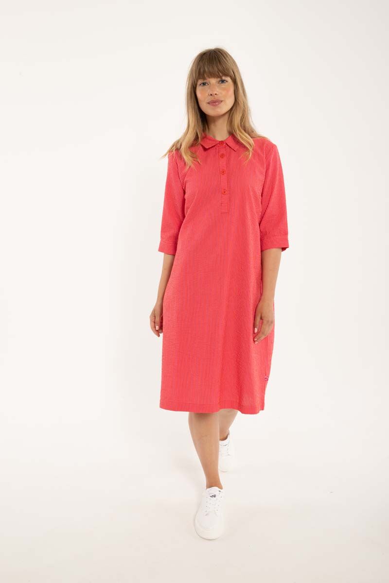 Danecarnation Seersucker Dress Super Pink/Bright Red