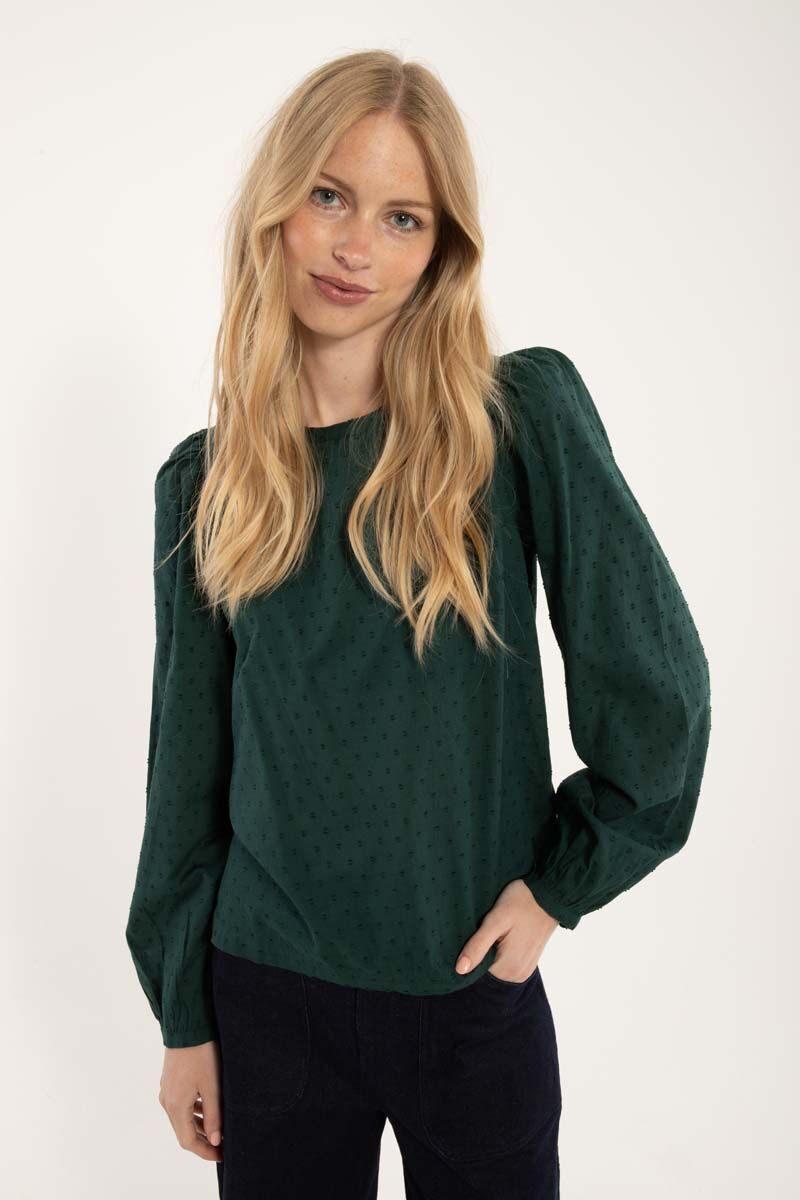 Danebette Cotton Dot Shirt Dark Duck